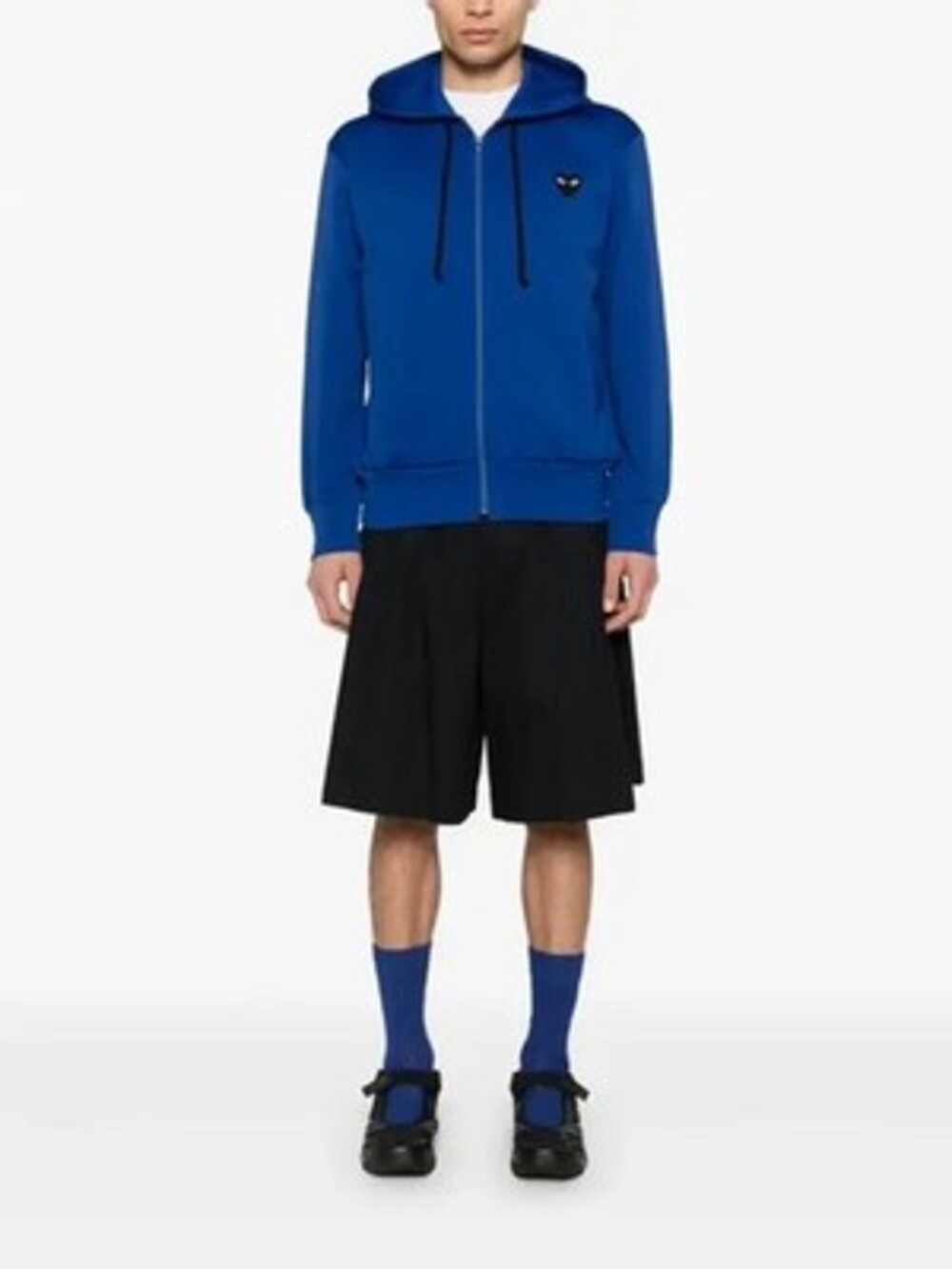 Comme Des GarΓ§ons Play Heart-Emblem Zip-Up Hoodie Men's XXL Cobalt Blue/Black